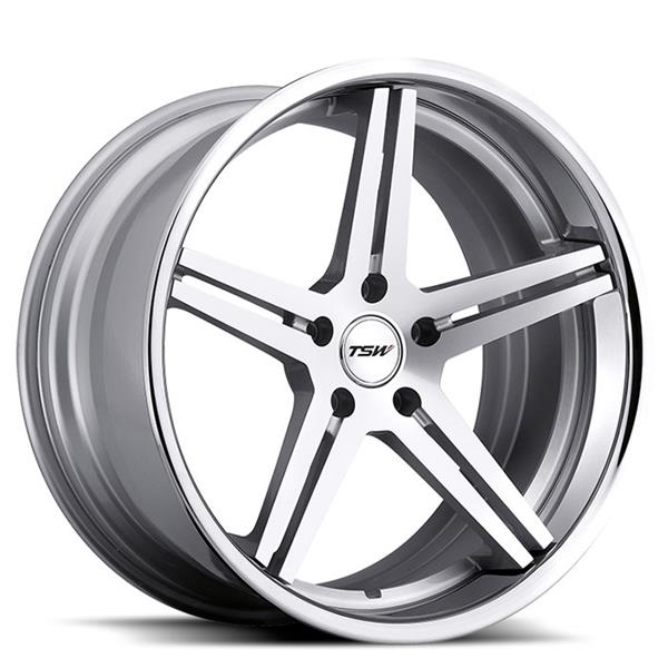 Диск литой TSW Mirabeau 19x8.0J/5x112 D72.3 ET45 Silver Machine Face Chrome Stainless Lip