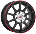 Диск литой Alcasta M17 13x5.5J/4x100 D73.1 ET40 Черный матовый с красной полосой